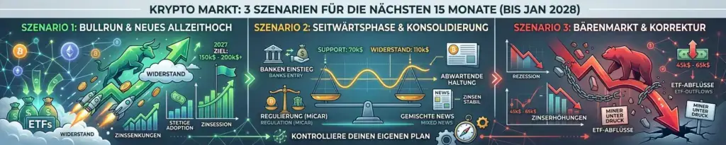 Krypto Prognose 2027:  3 Szenarien für die nächsten 15 Monate