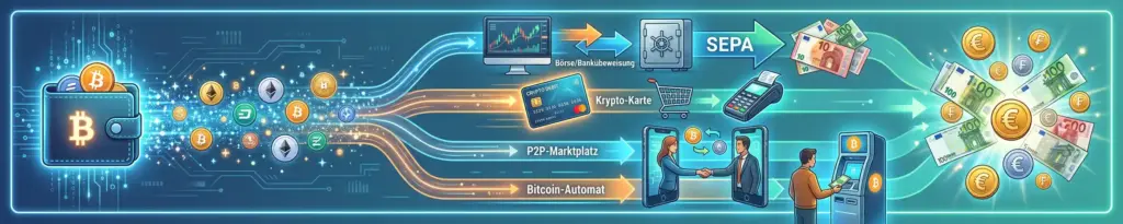 Krypto auszahlen: So kommt dein Geld sicher aufs Bankkonto 2 Krypto auszahlen: Die Wege im Überblick