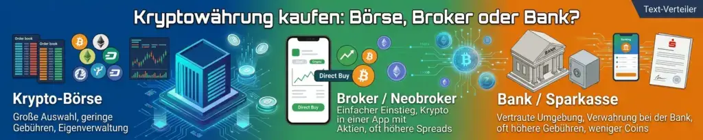 Kryptowährung kaufen: Börse, Broker oder Bank?