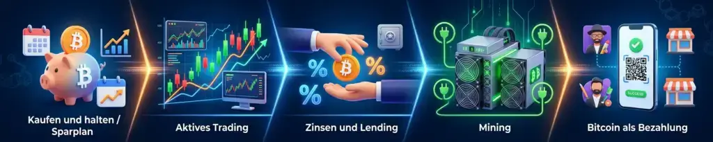 Mit Bitcoin Geld verdienen: 5 Wege, was sie bringen und wie lange es dauert 2 Mit Bitcoin Geld verdienen: Die 5 Wege im Überblick