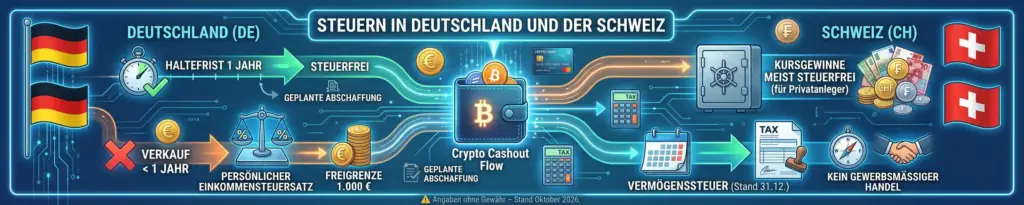Krypto auszahlen: So kommt dein Geld sicher aufs Bankkonto 7 Steuern in Deutschland und der Schweiz