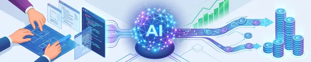 Visualisierung der Funktionsweise: Wie moderne Algorithmen und künstliche Intelligenz helfen, nachhaltig passives Einkommen generieren mit KI.