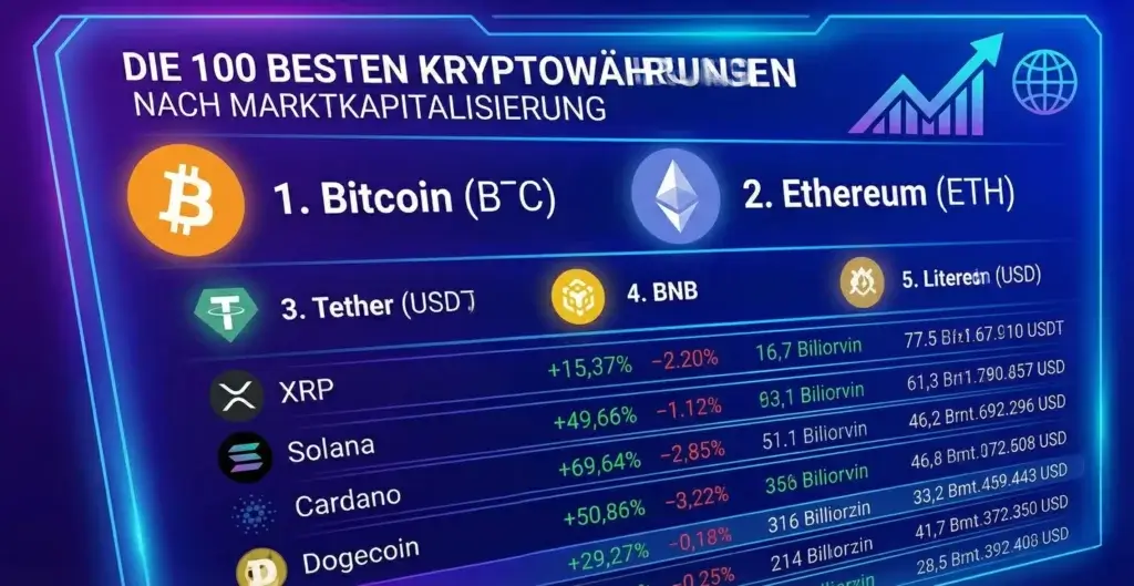 die 100 besten kryptowährungen nach marktkapitalisierung