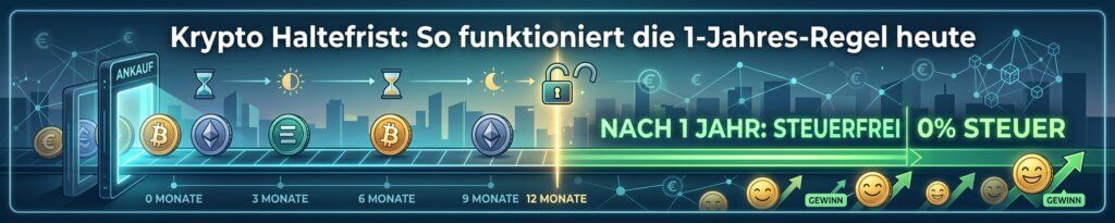 Krypto Haltefrist: So funktioniert die 1-Jahres-Regel heute