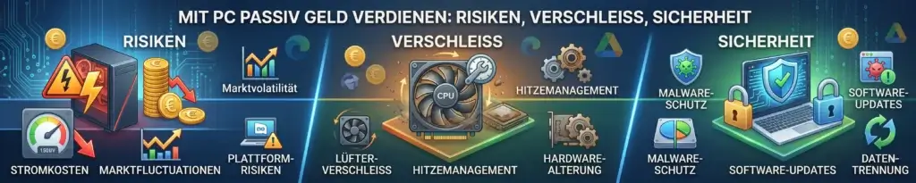 Mit PC passiv Geld verdienen: Risiken, Verschleiß und Sicherheit