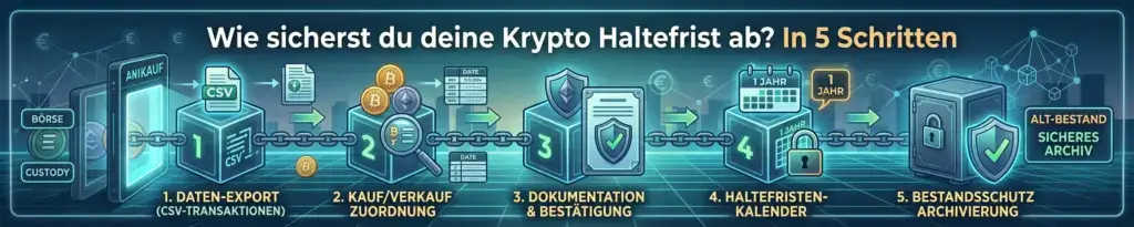 Wie sicherst du deine Krypto Haltefrist ab? In 5 Schritten