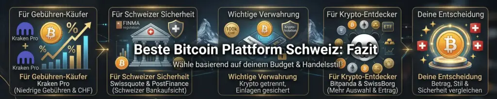 Beste Bitcoin Plattform Schweiz 2026: Welche ist wirklich empfehlenswert? 7 Beste Bitcoin Plattform Schweiz: Fazit