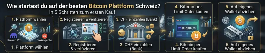 Beste Bitcoin Plattform Schweiz 2026: Welche ist wirklich empfehlenswert? 5 Wie startest du auf der besten Bitcoin Plattform Schweiz? In 5 Schritten