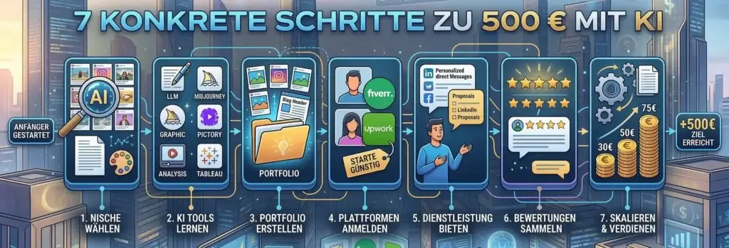 Anleitung: Wie verdiene ich als Anfänger 500 Euro mit KI? – 7 konkrete Schritte