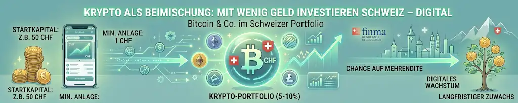 Krypto als Beimischung: Mit wenig Geld investieren Schweiz - Passives Einkommen aufbauen 500 CHF anlegen Schweiz 2026