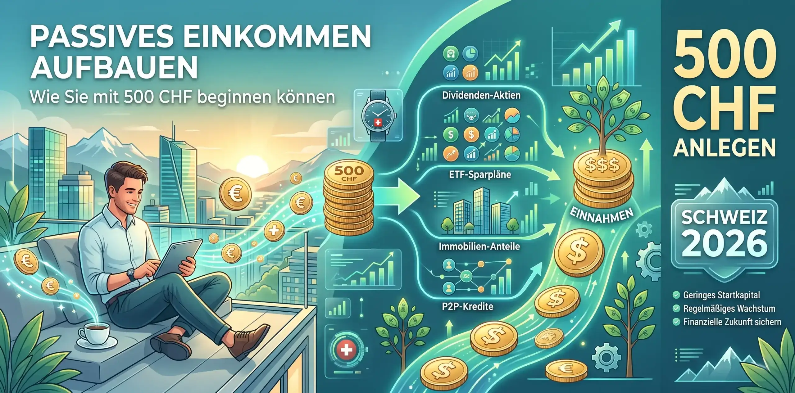 Passives Einkommen aufbauen 500 CHF anlegen Schweiz 2026