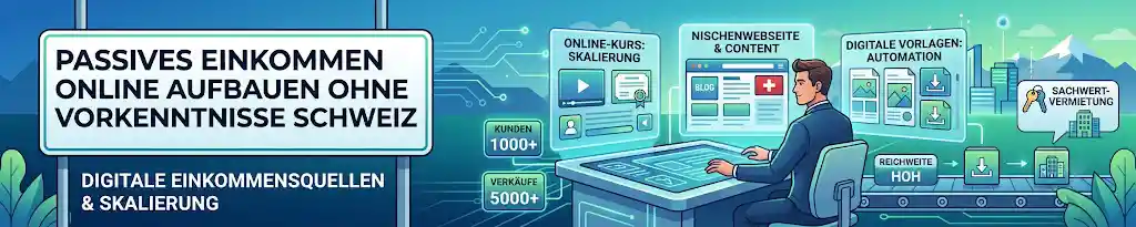 Passives Einkommen online aufbauen ohne Vorkenntnisse Schweiz - Digitale Einkommensquellen Schweiz Content, Vermietung und Nischenprojekte