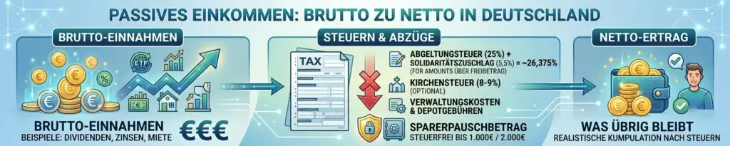 Passives Einkommen Rendite Deutschland und die Steuer: Was bleibt netto übrig? 