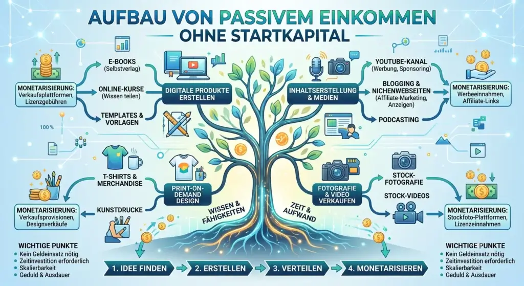 Passives Einkommen ohne Startkapital aufbauen: Schritt für Schritt vom ersten Euro zum ETF-Sparplan