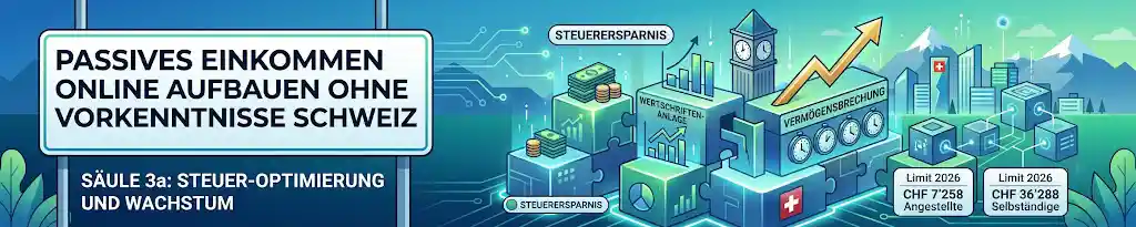 Passives Einkommen online aufbauen ohne Vorkenntnisse Schweiz - Säule 3a als steuerbegünstigter Baustein deines passiven Einkommens